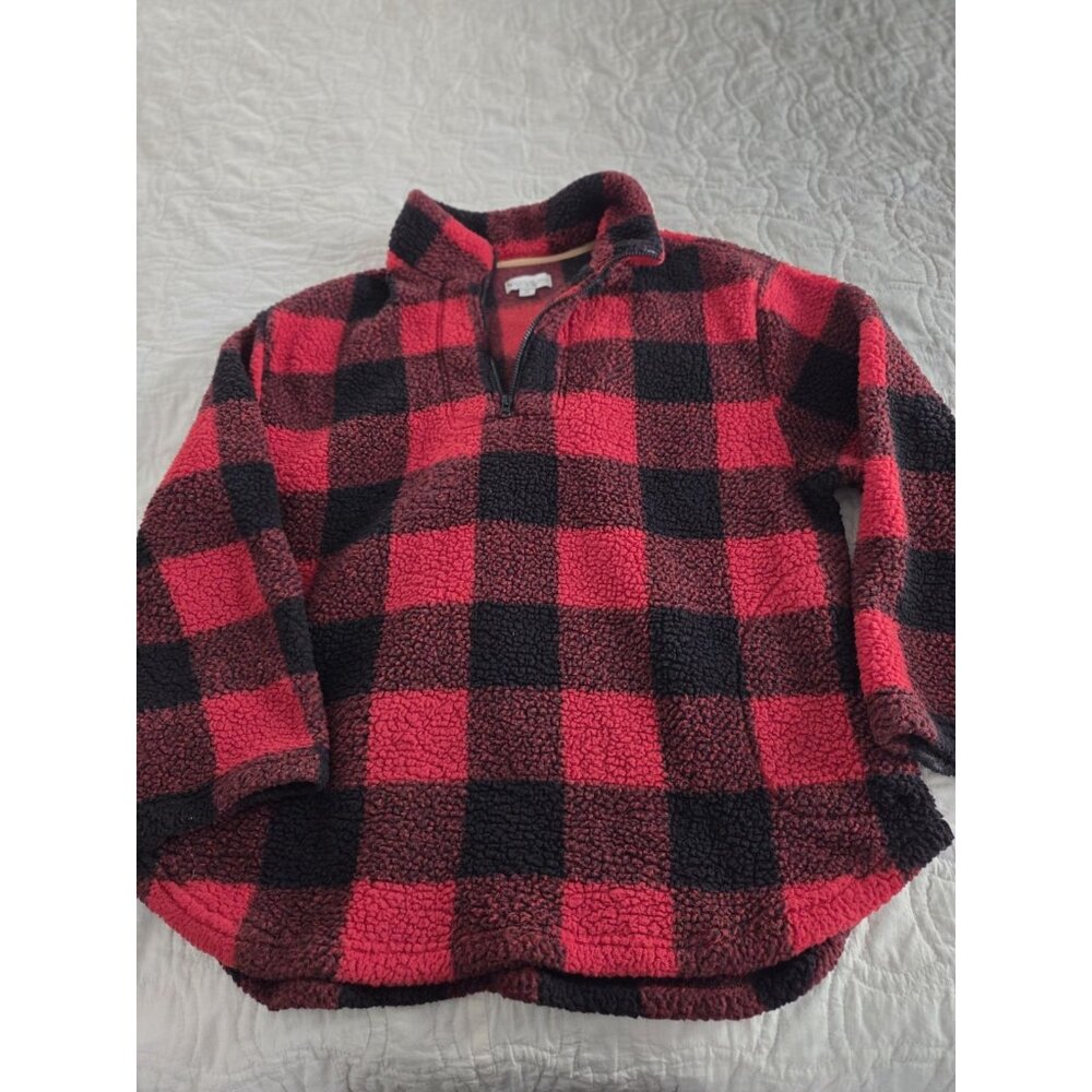 Koolaburra By Ugg Womens Red Black Buffalo Plaid 1/4 Fleece Pullover Size 2x
